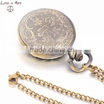 Antique Copper Quartz Butterfly Pocket Watch Necklace Pendant photo-3