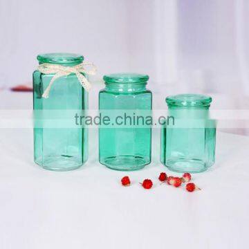 most popular 3pcs colored glass jar set for gift