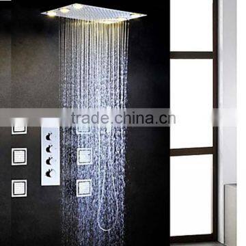 bathroom led rain shower 360*500mm embeded ceiling mounted 304ss shower head multi color remote control rain spa shower