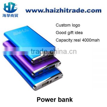 metal custom logo 4000mah Mobile Phone Battery Charger power bank