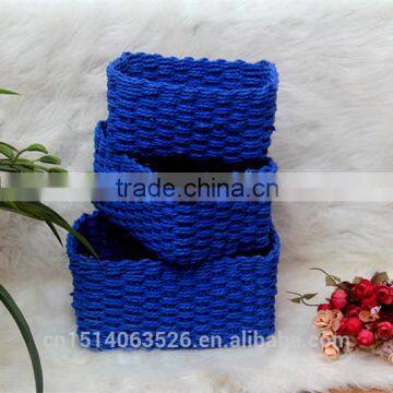 Set of 3 Cheap Wicker Baskets, Fruit Baskets, Gift Baskets-blue photo-2
