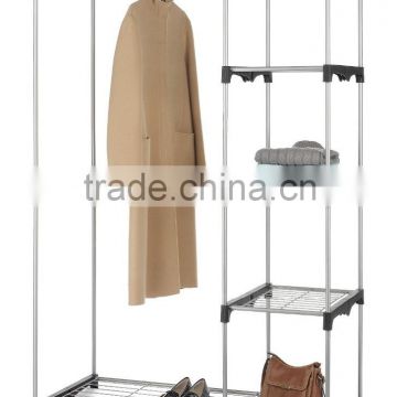 sliver coated steel frame double rod closet, wardrobe kitset, free stand wardrobe closet