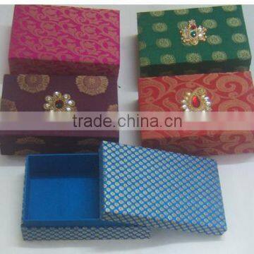 Brocade Fabric Covered Boxes with Fancy Embellishments for Chocolates, Weddings, Gifting