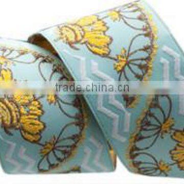 Yellow flower in water woven jacquard ribbon wholesale