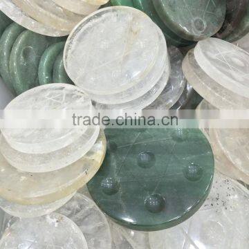 Natural Crystal Slice Chakra Stone Pedestal For Sale