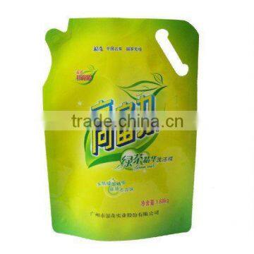 printed plastic stand up bag with cap for liquid laundry detergent