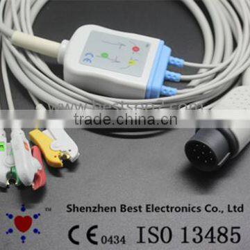 Nihon Kohden 8pin ECG Cable and Leadwires, IEC with Grabber, 3 Leads