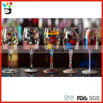Unique Tableware Enterpieces Or Drinkingware Long Stem Hand Painted Wine Glass Pattern