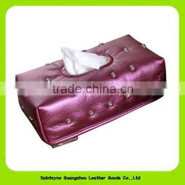 16007 Household Rivet Decorative Leather Tissue Box Clip High Quality Family Paper Napkin Case Holder