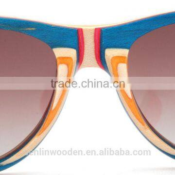 Senlin Wooden Fashion Skateboard Wood 2015 CE And FDA Handmade Cheap Bamoo Sunglasses And Wooden Sunglasses With Wooden Case