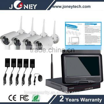 1.3MP IP camera 4ch wireless all in one NVR 10 inch monitor wifi nvr kit