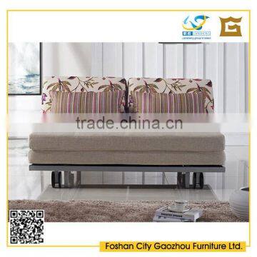 New design fabric fold out/fold down sofa bed with castors