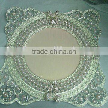 metal pewter pearl tray plate with enamel color decoration wedding craft and gift home decoration