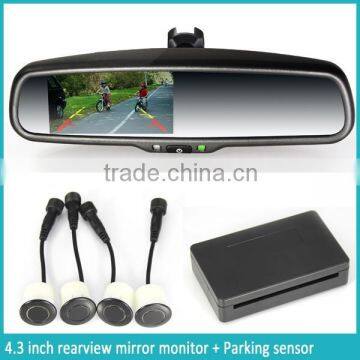 4.3'' ultrasonic parking sensor rearview mirror car reverse camera and parking sensor