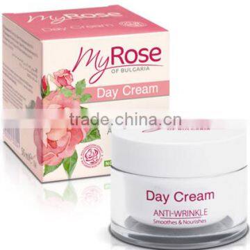 Day Cream Anti-Wrinkle Normal to Dry Skin Bulgarian Rosa Damascena Extract - 50ml. Paraben Free. Made in EU. Private Label