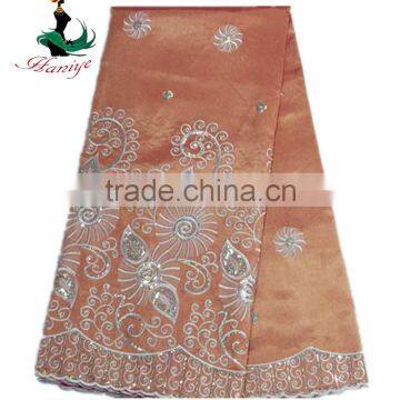 High quality African Orange george lace fabric with sequins PLGG03-1/indian george lace fabric with good wholesale price