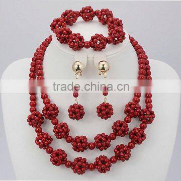 Wine coral Necklace jewelry set,Luxury crystal jewelry for elegant lady