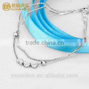 Wholesale 925 sterling silver bracelets for women, heart linked to heart bracelets