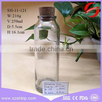 250ml glass juice bottles with cork lid