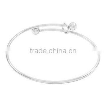 Stainless Steel Expandable Charm Wire Bangle Bracelet Large 2-Ball ends