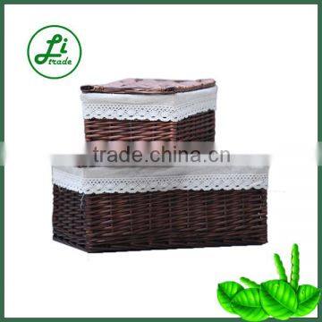 Set of 2 White Wicker Storage Chest