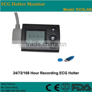 CE Approved 3 channel mini 24/72/168-hour LCD ECG Holter recorder System with Premier Holter Software-ECGLAB