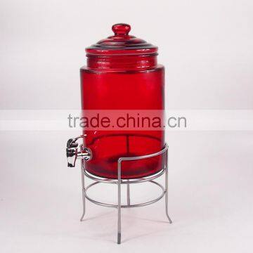 New Design Red And Black Drink Glass Beverage Dispenser With Cups And Rack