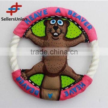 No.1 yiwu exporting commission agent wanted Cartoon Flying Disc Shaped Canvas Pet Toy For Cat