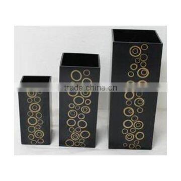 set of 3 vases with incrusted bamboo, 100% high quality MDF Vase