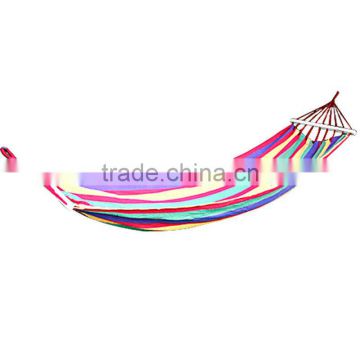 Colorful Strips Cotton Hammock Hanging Sleeping Bed w Wooden Spreader Bar