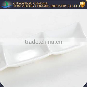 3 Department Ceramic Rectangle Snack Plate for Restaurant photo-2