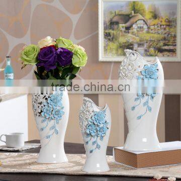 grace design ceramic vase, white ceramic flower vase, ceramic vase with gold rim