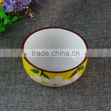 Japanese Style Flower Yellow Ceramic Bowl Bulk Big Porcelain Bowls photo-2