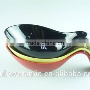 Colorful Black/yellow/red Glazed Ceramic Spoon Holder Kitchen Utensil Rest 12.2 Inch photo-2