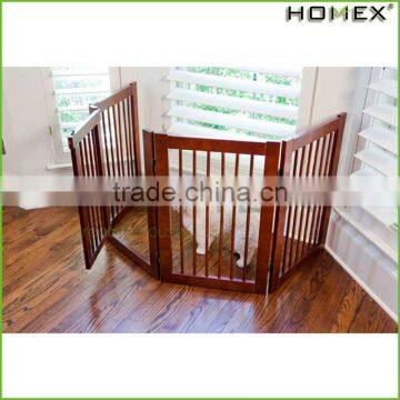Wood Foldable Dog Fence Wood Pet Gate Homex_BSCI Factory