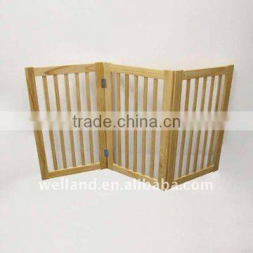 3 Panels Light Cherry Wooden Pet Gate- E
