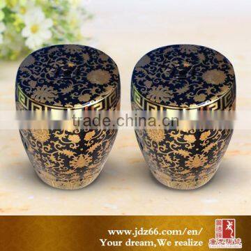 2016 jingdezhen black and gold stool porcelain