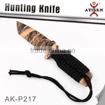 New Design Hunting Knife 3Cr13 Blade Lanyard Wrapped Handle Outdoor Survival Hand Tools