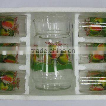 JK011 7pcs Glass Drinking Set with printing