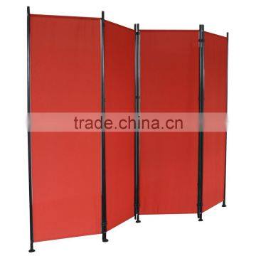 Red 4 Pieces Folding Screen With Steel Frame photo-2