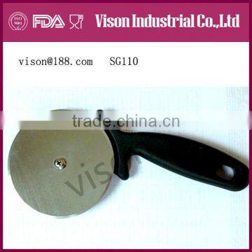 hot sale 2014 pizza knife, plastic pizza cutter, stainless steel pizza cutter (SG110)