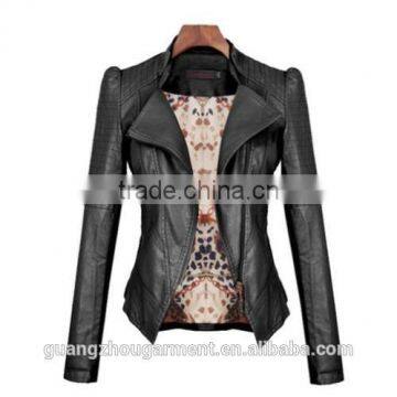 2014 New Women's jackets Short Slim Collar motorcycle leather jacket coat