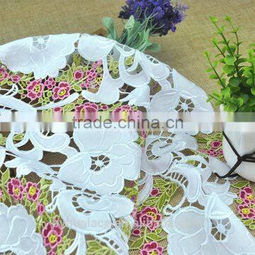 Laser Embroidered Floral Applique Voile Lace Fabric photo-4