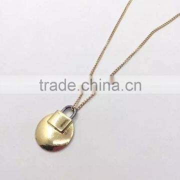 Simple Brand Leather Choker With Locket Pendant Long Chain Necklace photo-4