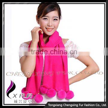 CX-B-P-42D 2016 Wholesale High Quality Fashion Cashmere Pashmina Shawl Scarf With Fur Pom Pom photo-5