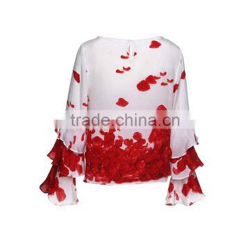 Maxnegio Computer Shirt Print Machine Ruffle Long Sleeve Woman Casual Shirt photo-6