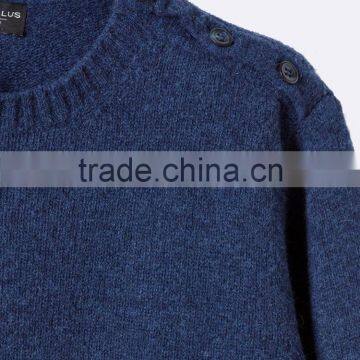 High Quality Grey/Dark Blue Color Combine Shoulder Button Design Sweater Men (BKNM19b) photo-2