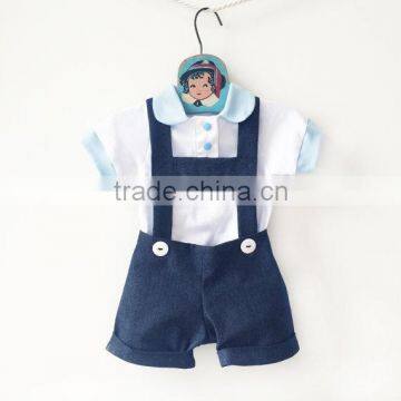 Fashion Little Baby Boy Clothes Set With Navy Shortall