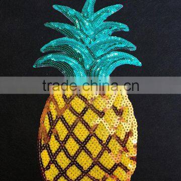 Pineapple Applique Embroidery Designs Custom Fruit Embroidery Sequin Patch photo-3