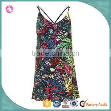 Women strappy printed slip dress, ladies summer fashion dress